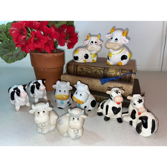 Vintage Ceramic Cow Salt & Pepper Shaker Collection FIVE SETS LOT - Picture 2 of 16